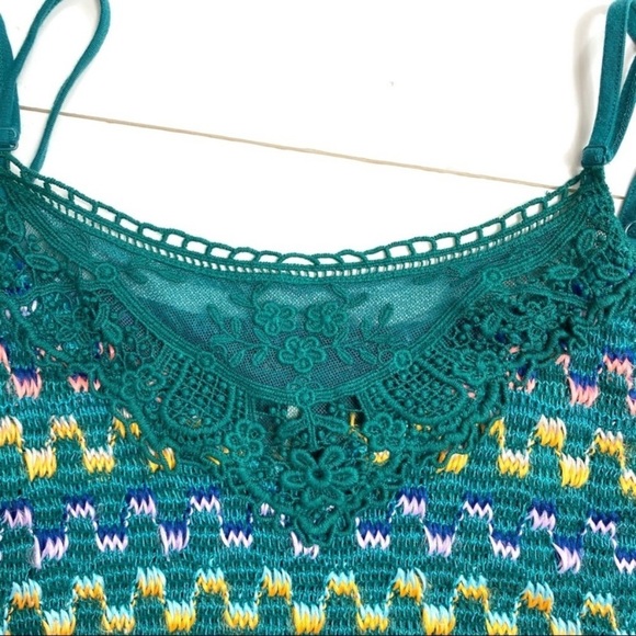 Free People Knitted Rainbow Camisole Tank Green - Picture 4 of 7